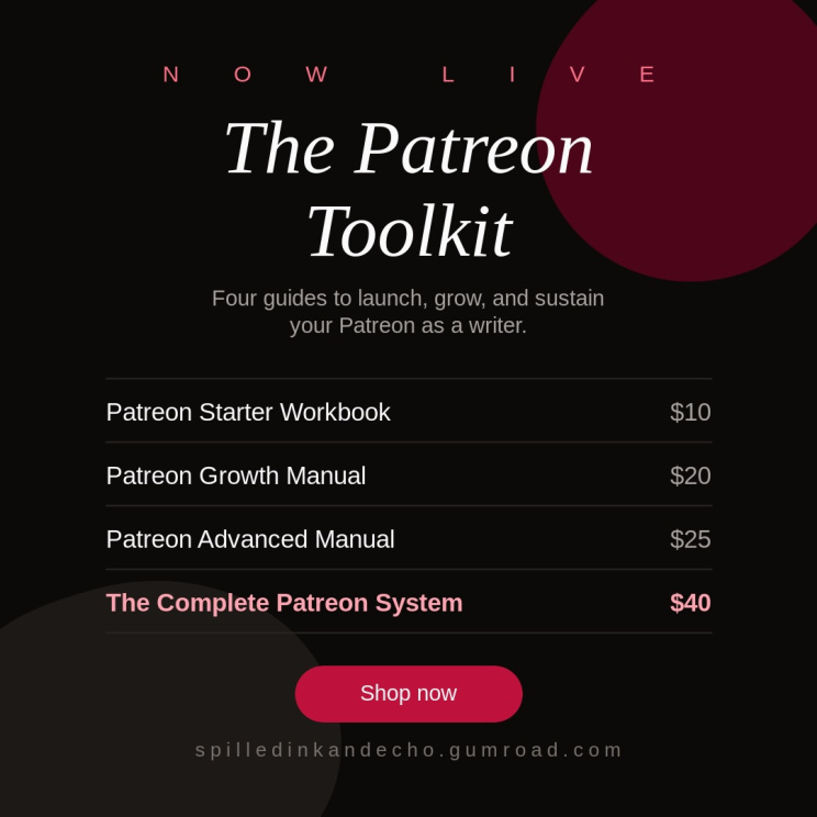 The Patreon Toolkit – 4 Workbooks for starters to advanced writers on Patreon